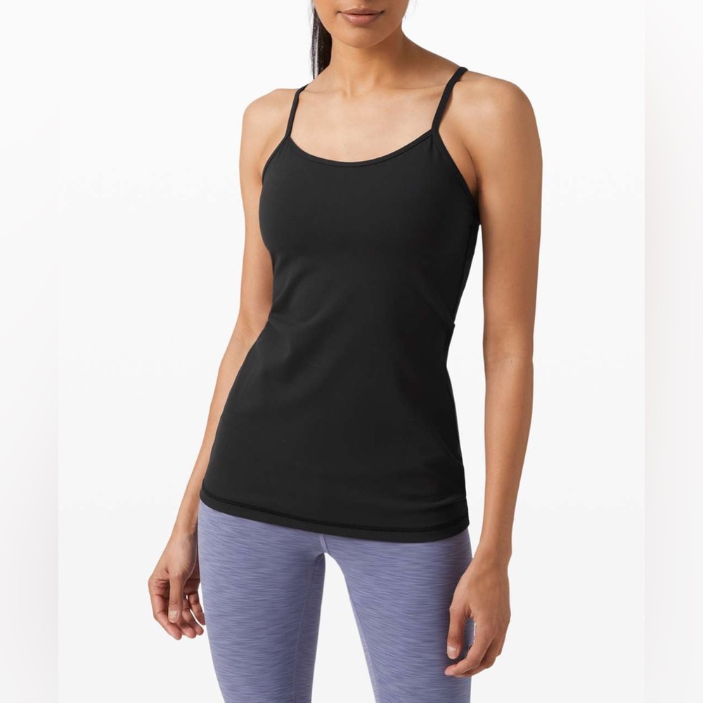 Lululemon Ujjayi Power Y Tank Black Size 6 Mesh Back with Pocket Racerback